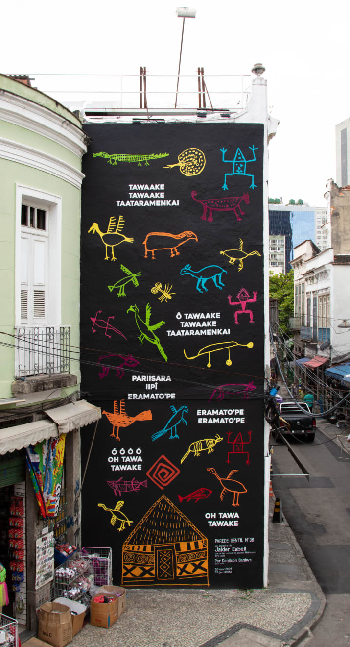 Parede Gentil, Nº38 Em memória de Jaider Esbell, que se fez estrela no cosmo Makunaimí 1979 - 2021, 2021