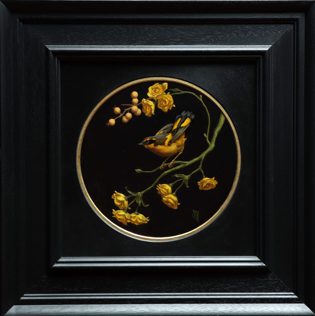 Sarah Margaret Gibson, Golden Bush Robin with Golden Flora, 2024