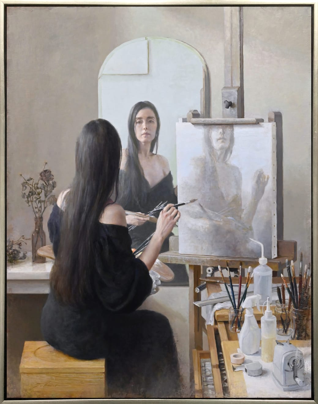 Takahiro Hara, Woman Painting Self Portrait, 2023