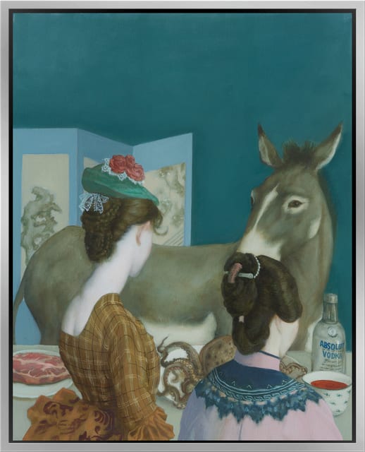 Jeffrey Chong Wang, Eat Drink Men and Women No. 1 - Two Women and a Donkey, 2020