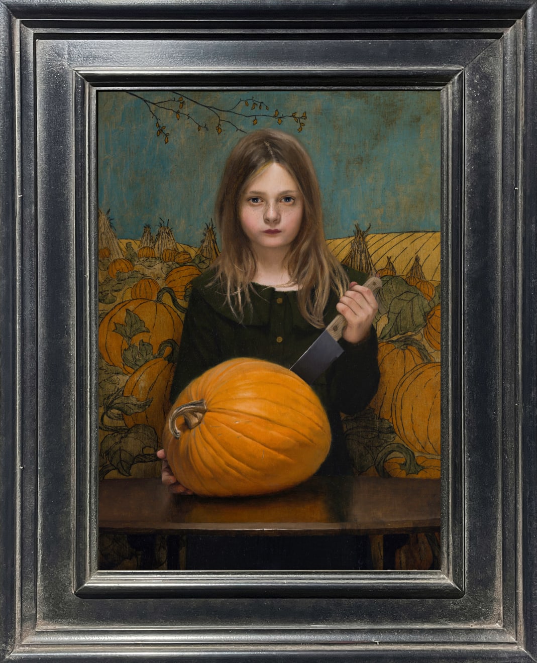 Mark R. Pugh, Girl Carving a Pumpkin, 2024
