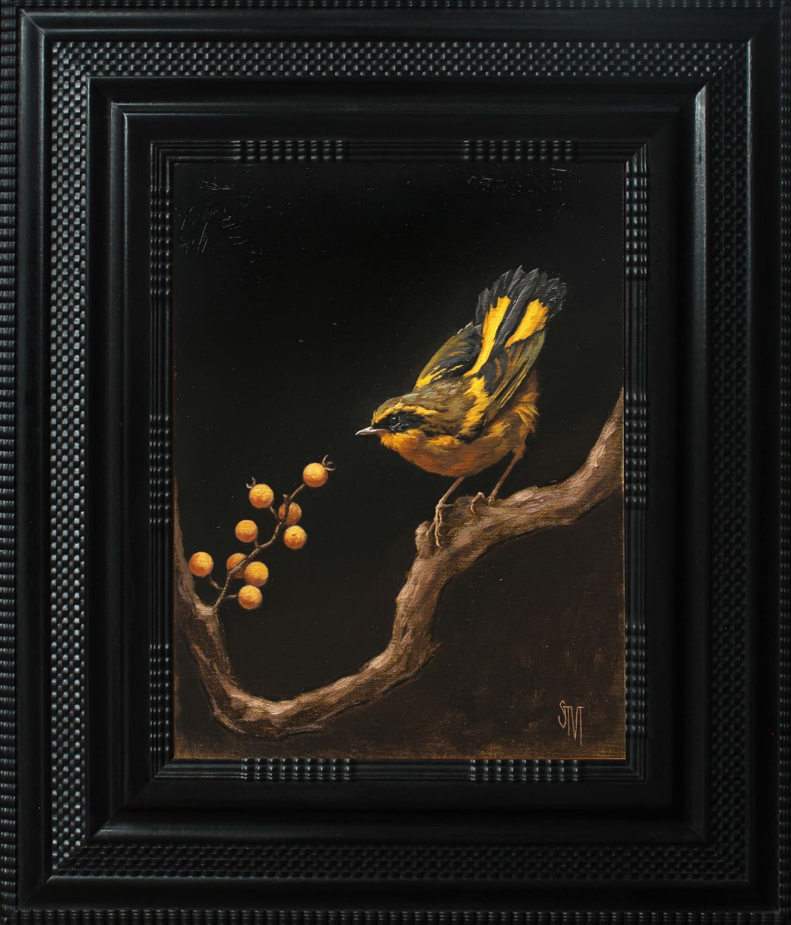 Sarah Margaret Gibson, Golden Bush Robin and Golden Berries, 2021