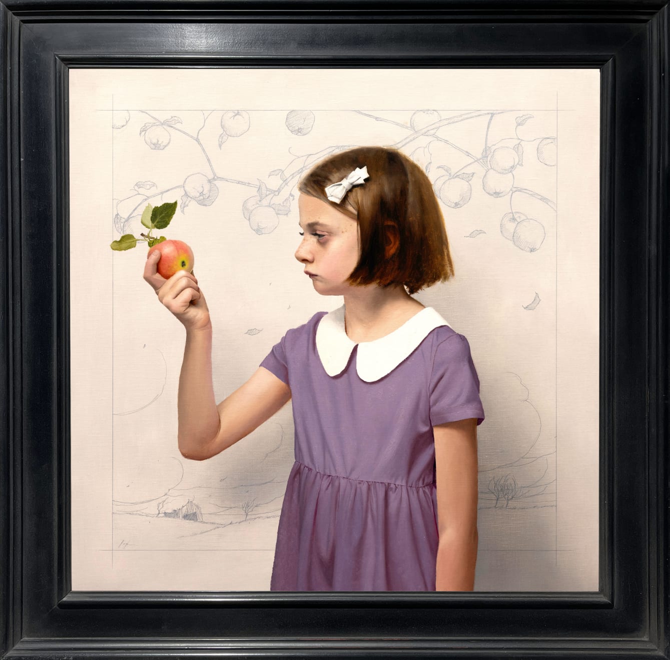 Mark R. Pugh, Girl Fixated on the Dark Spot of an Apple, 2024
