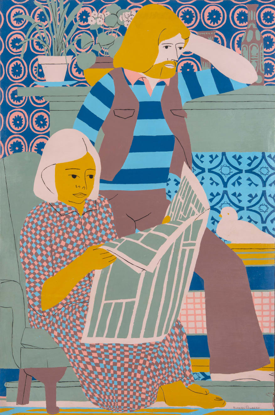 Norman Gilbert, Paul and Pat with Newspaper, 1978