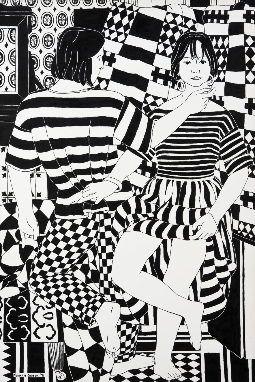 Norman Gilbert, Blue Checks and Pink Stripes B&W, 1991
