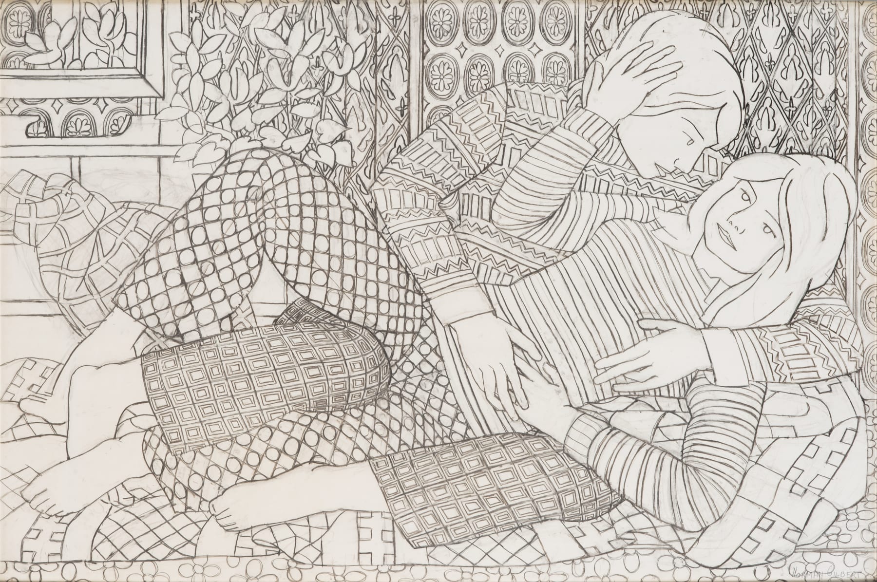 Norman Gilbert, Reclining Figures with Yellow Hair, 1982