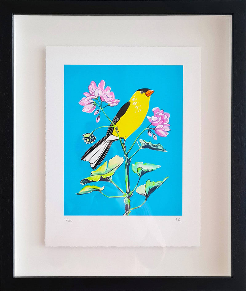 Fran Giffard, American Goldfinch and Geranium