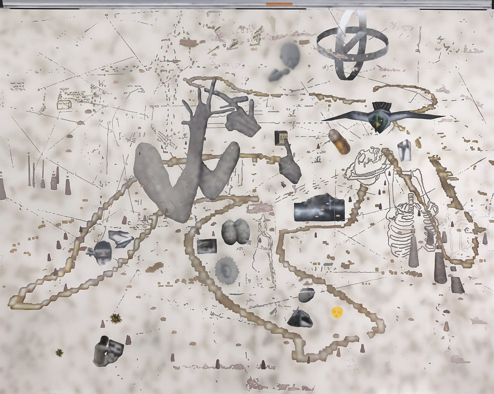 饶维懿 Rao Weiyi, 布面丙烯、油画、砂 Acrylic, oil and sand on canvas, 2020