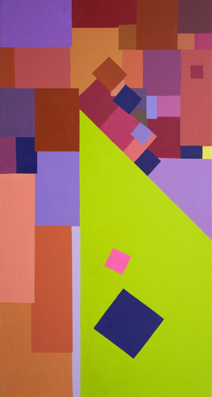 Samia Halaby, Yellow-Green Wedge, 2018