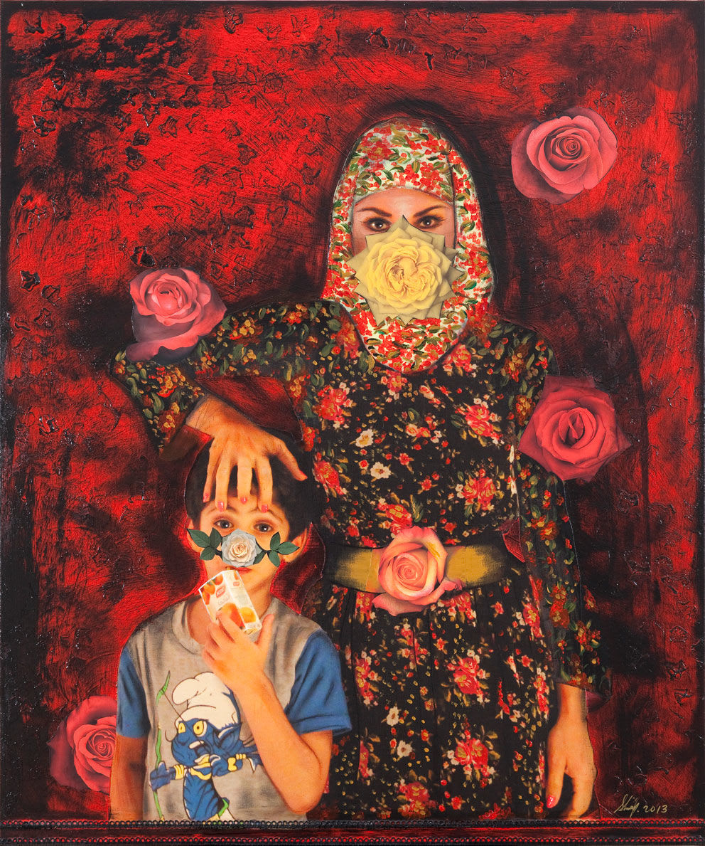 Shurooq Amin, This Way Up - Painting the Roses Red, 2013