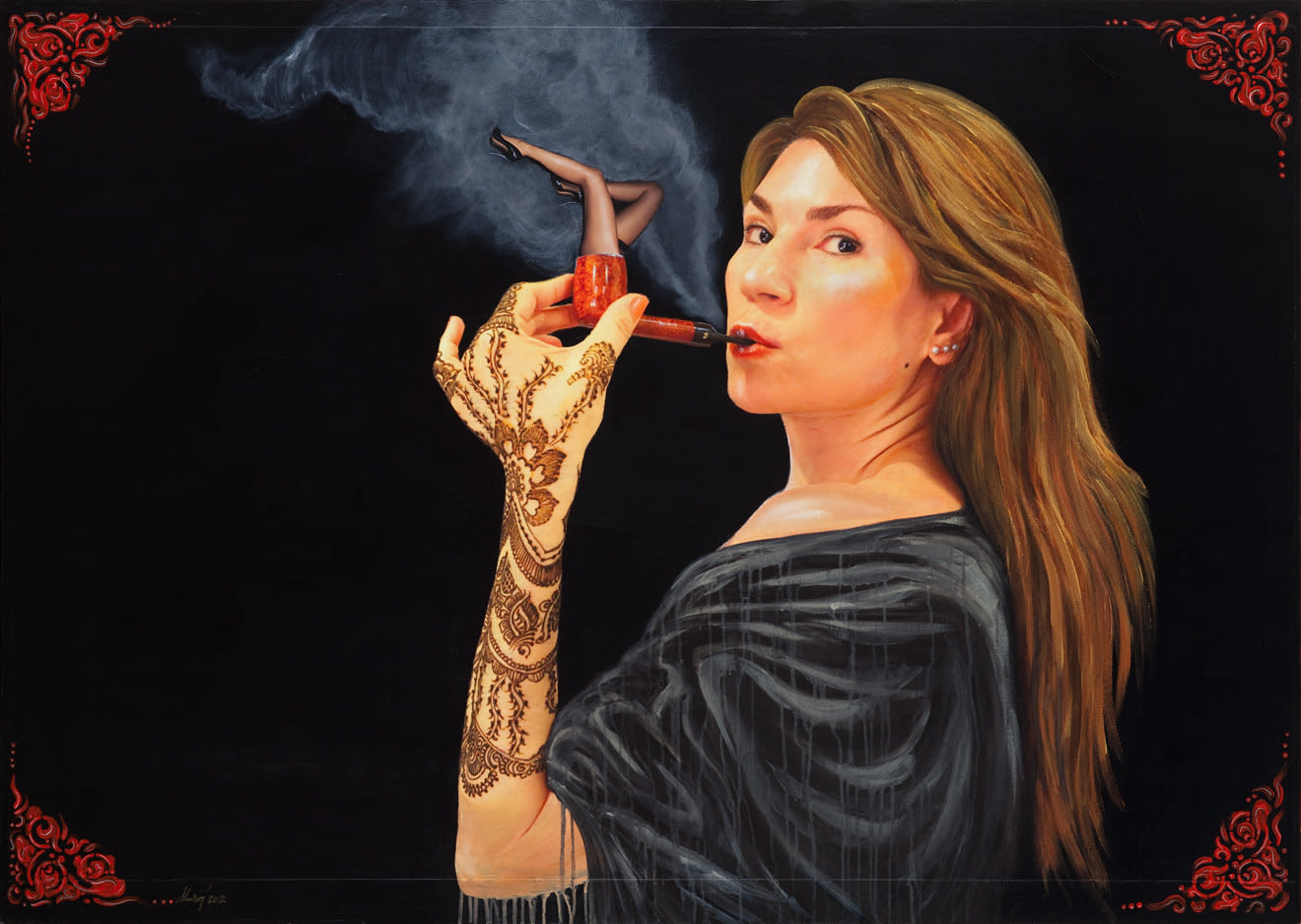 Shurooq Amin, Ceci n'est pas une femme Arabe avec trois boucles d'oreilles perles, 2012