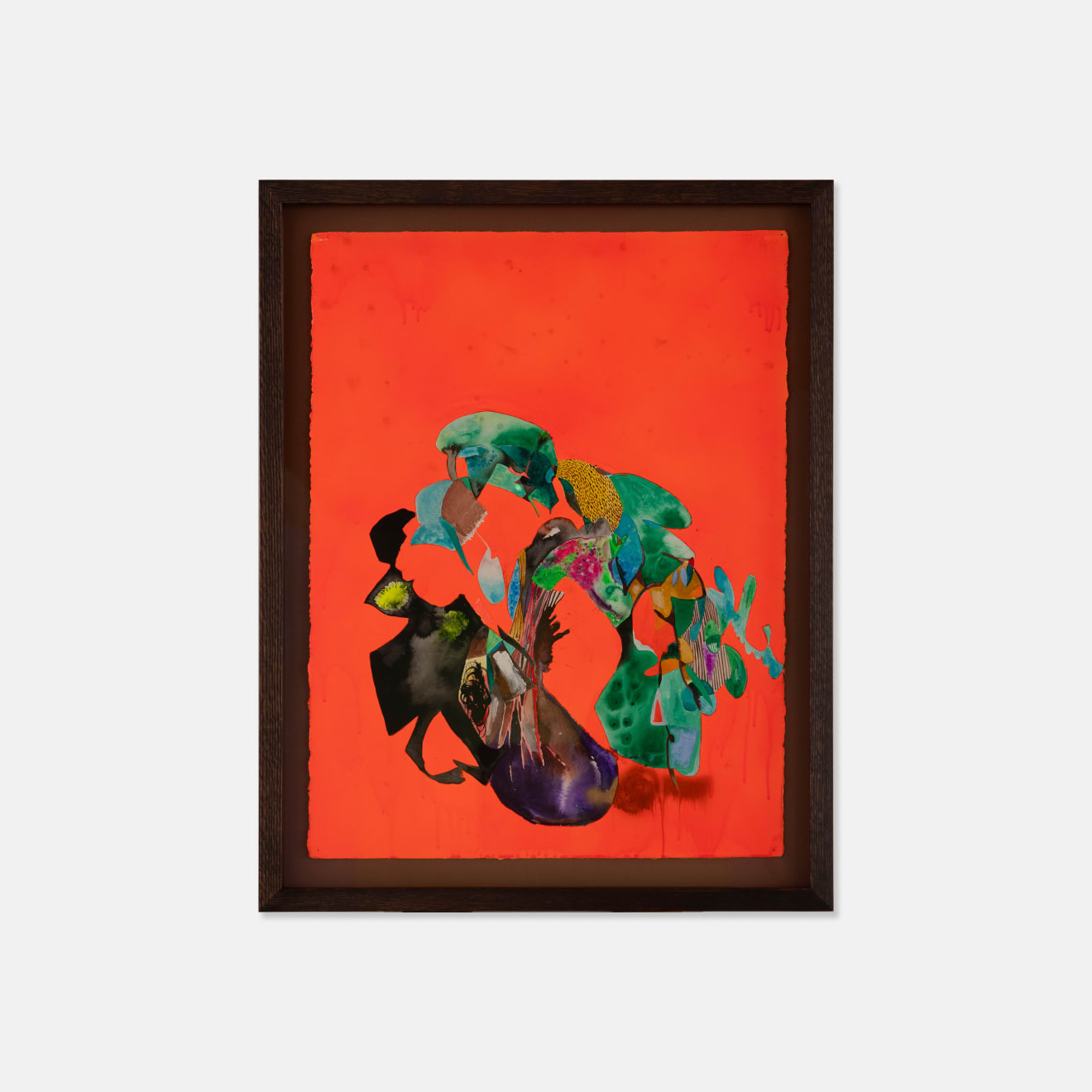 Josh Robbins, Vase, Flowers, Plastic Owl, Dad and Imagined Gold Watch (Black Line) Blind Drawing With Paper on Roof, 2023