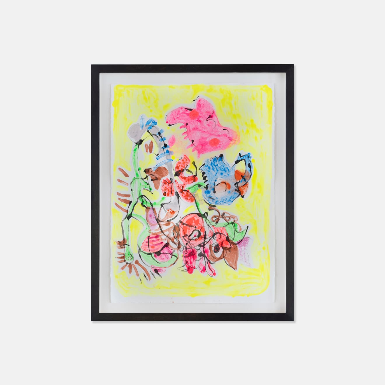 Josh Robbins, Monkey, Kirby, Elmo, Duck, Hello Kitty, Stitch, Rabbit and Cloud (Multi Colour Mono Print) Blind Drawing From Bed, 2023