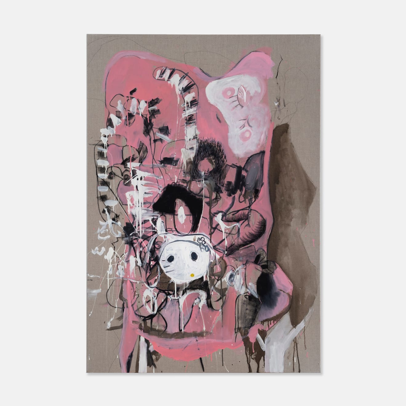 Josh Robbins, Monkey, Kirby, Elmo, Duck, Hello Kitty, Stitch, Rabbit, Cloud and Vintage Quilt (Soft Version) Blind Drawing Whilst Being Beaten, 2022