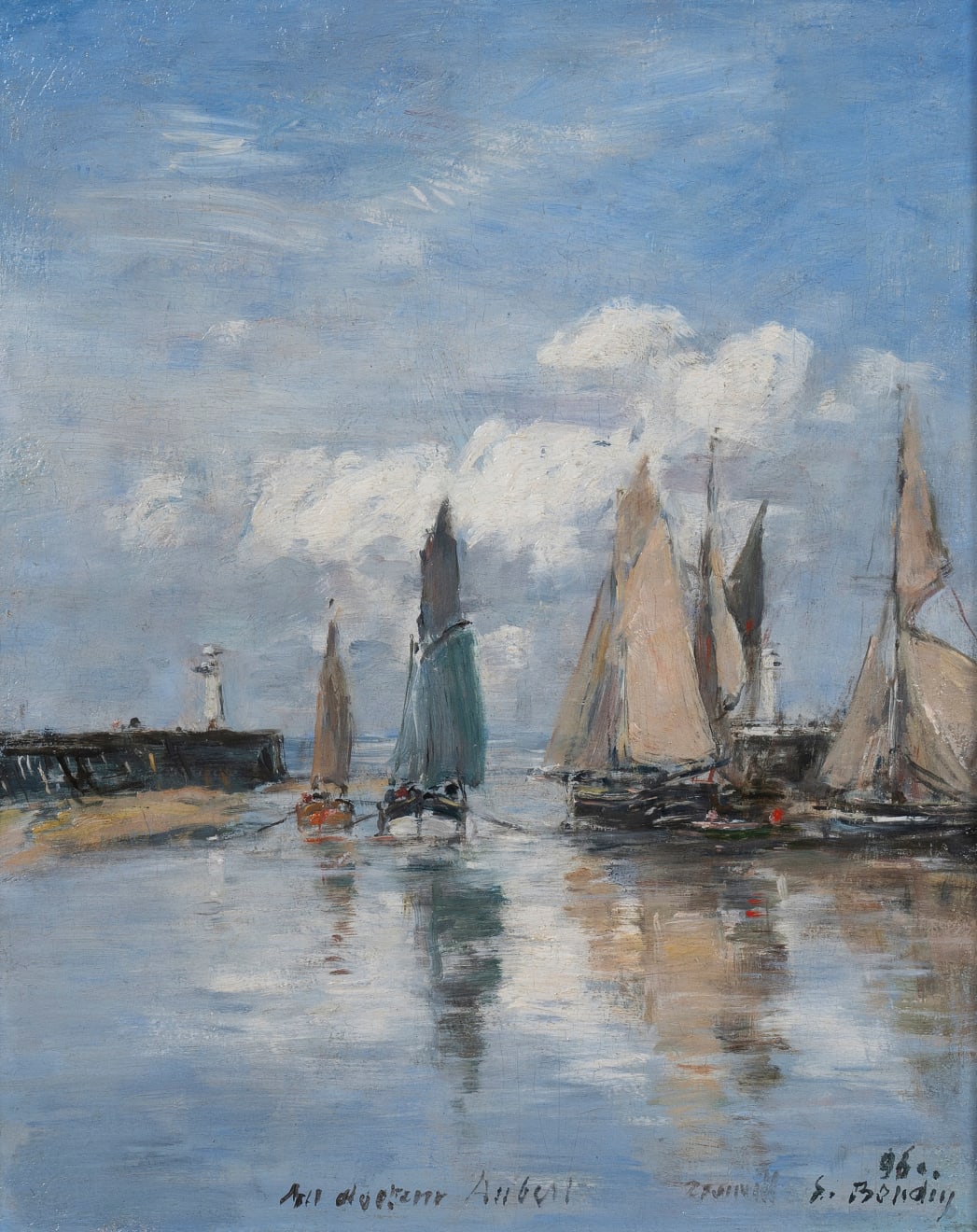 Eugène Boudin (1824-1898), Trouville, les jetées, marée haute