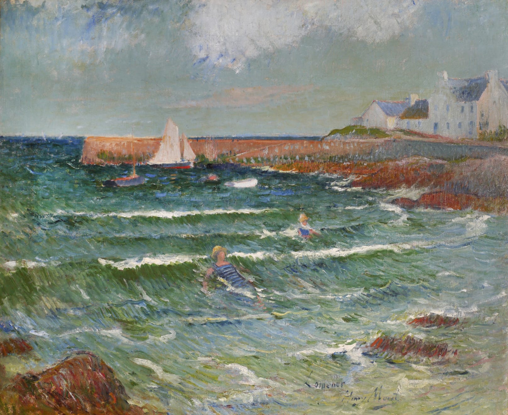 Henry Moret, Baignade en mer à Lomener, circa 1889