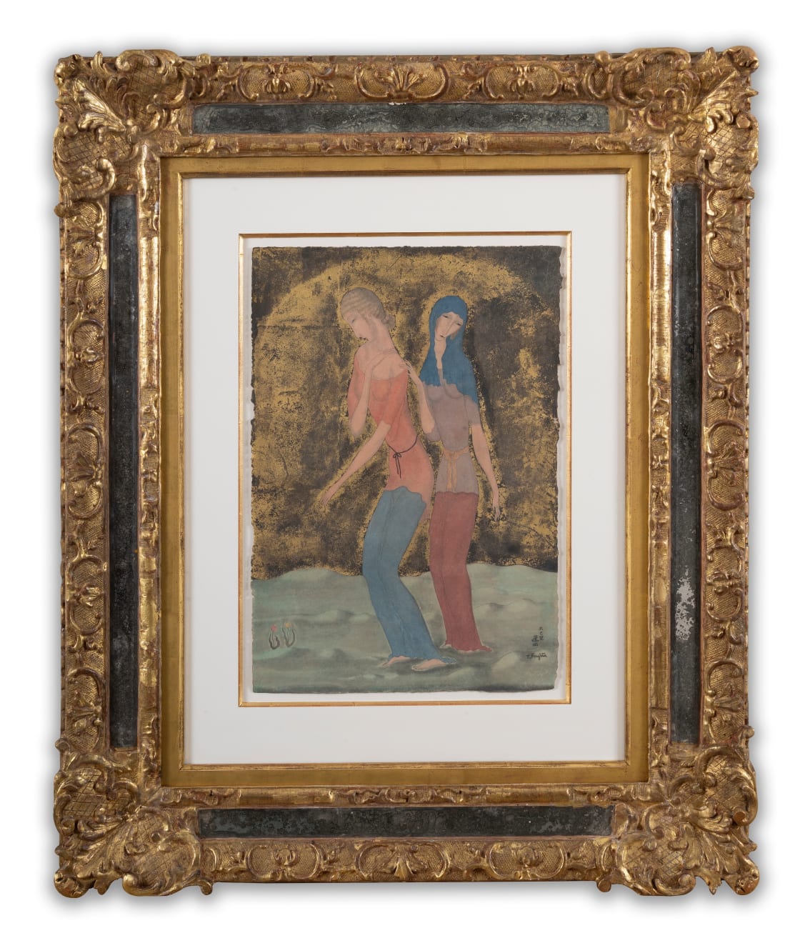 Léonard Foujita (1886-1968), Deux jeunes femmes dans un paysage, Paris, circa 1918
