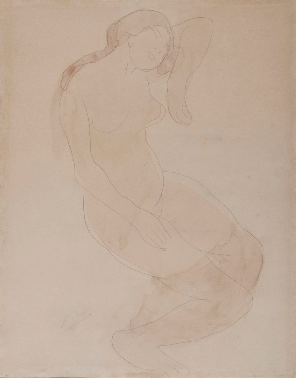Auguste Rodin, Femme nue accoudée vers la droite, circa 1896-1898