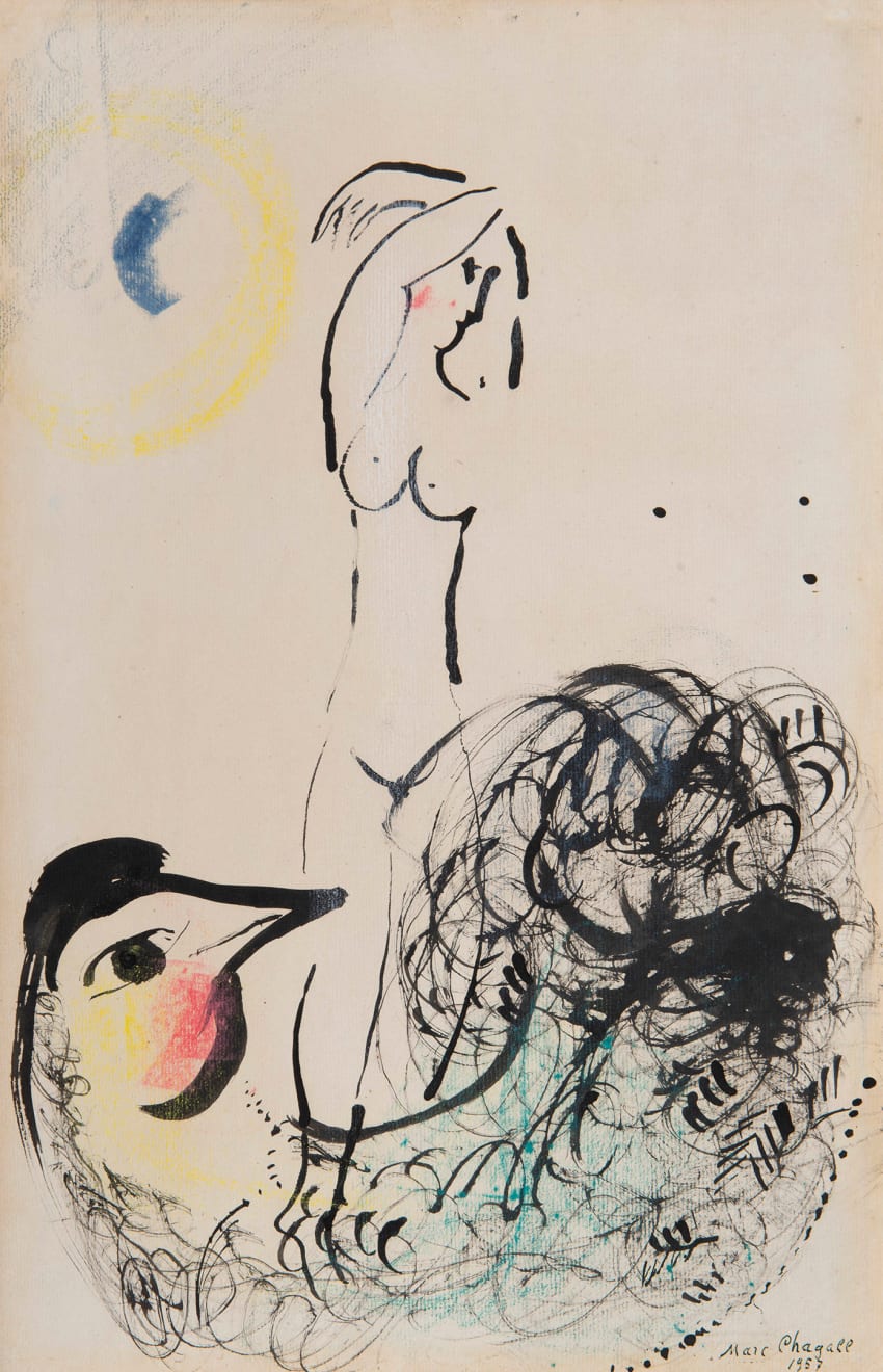 Marc Chagall, Nu sur coq, 1957