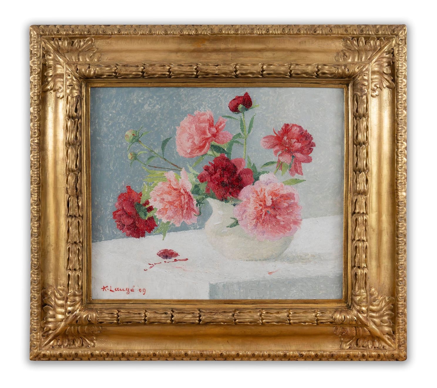 Achille Laugé (1861-1944), Nature morte aux fleurs rouges, 1909