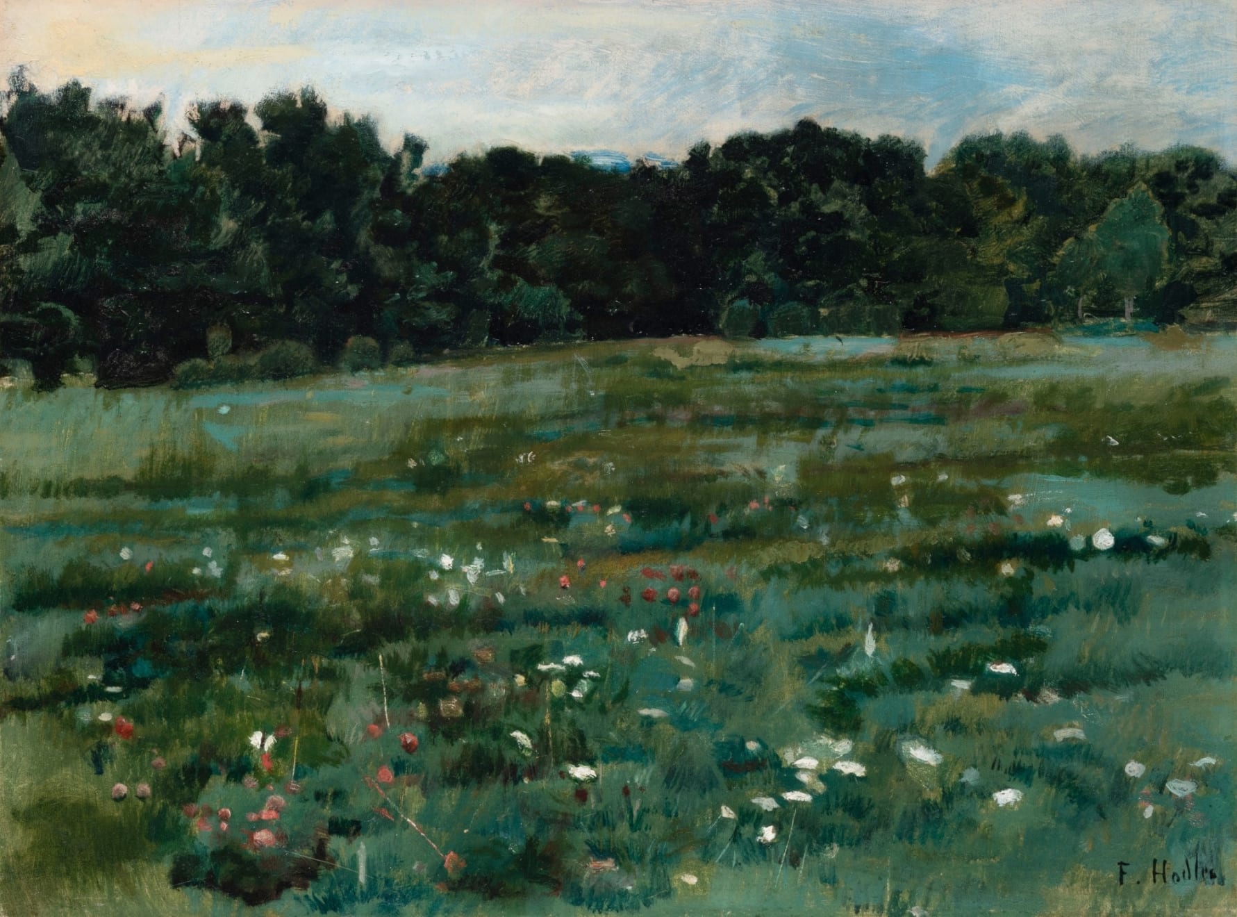 Ferdinand Hodler, Landschaft mit Wiese und Waldrand, circa 1887