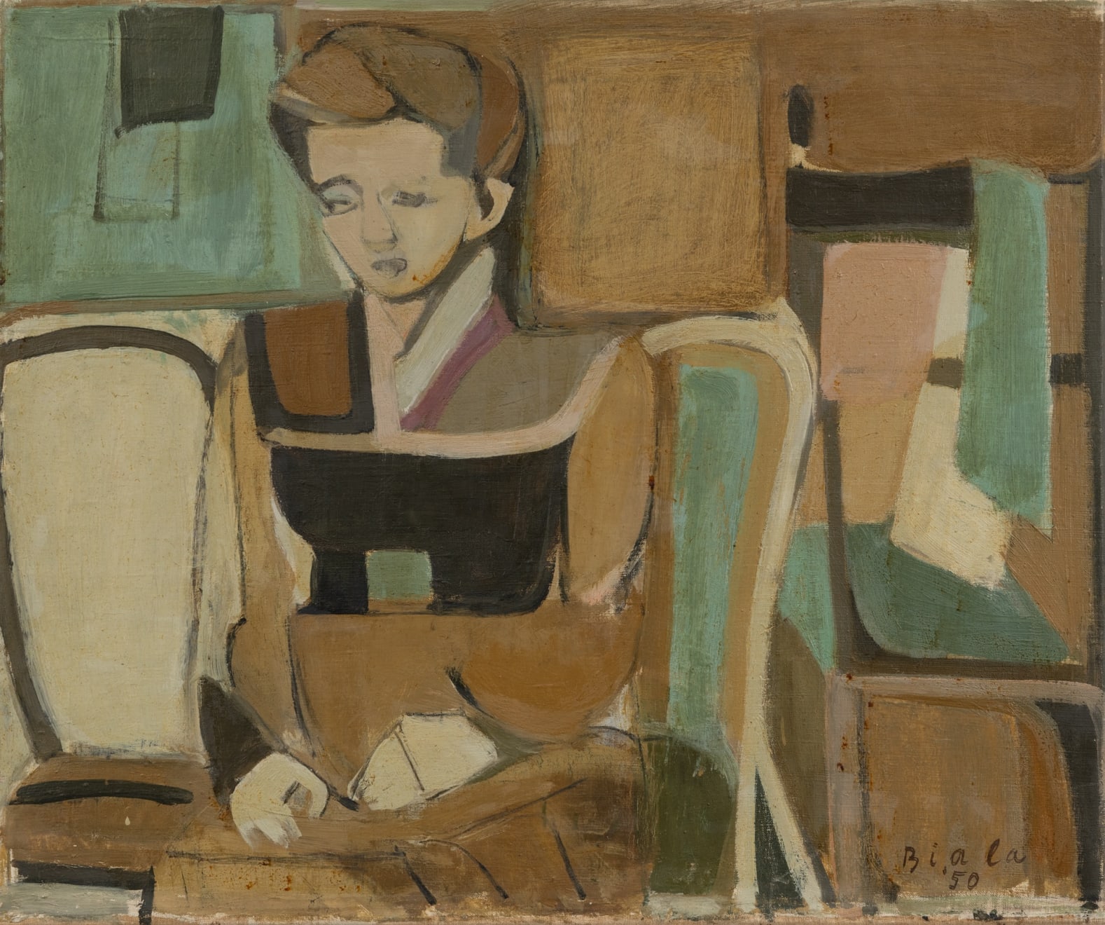 Janice Biala, Intérieur avec Marguerite Lang, 1950