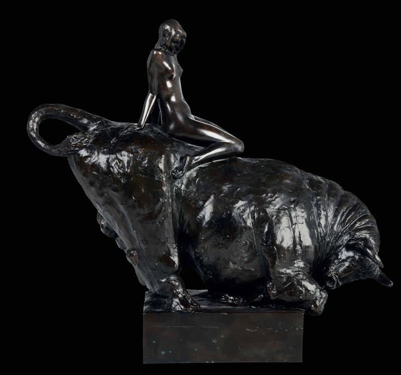 Franco Asco, Female figure on a bull , 1949