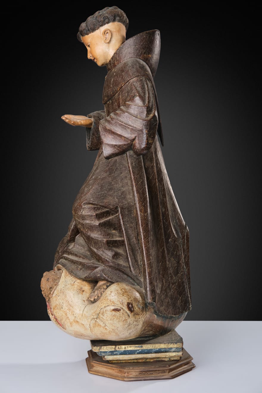 Polychrome wood sculpture depicting St. Anthony, Spain, XVII century