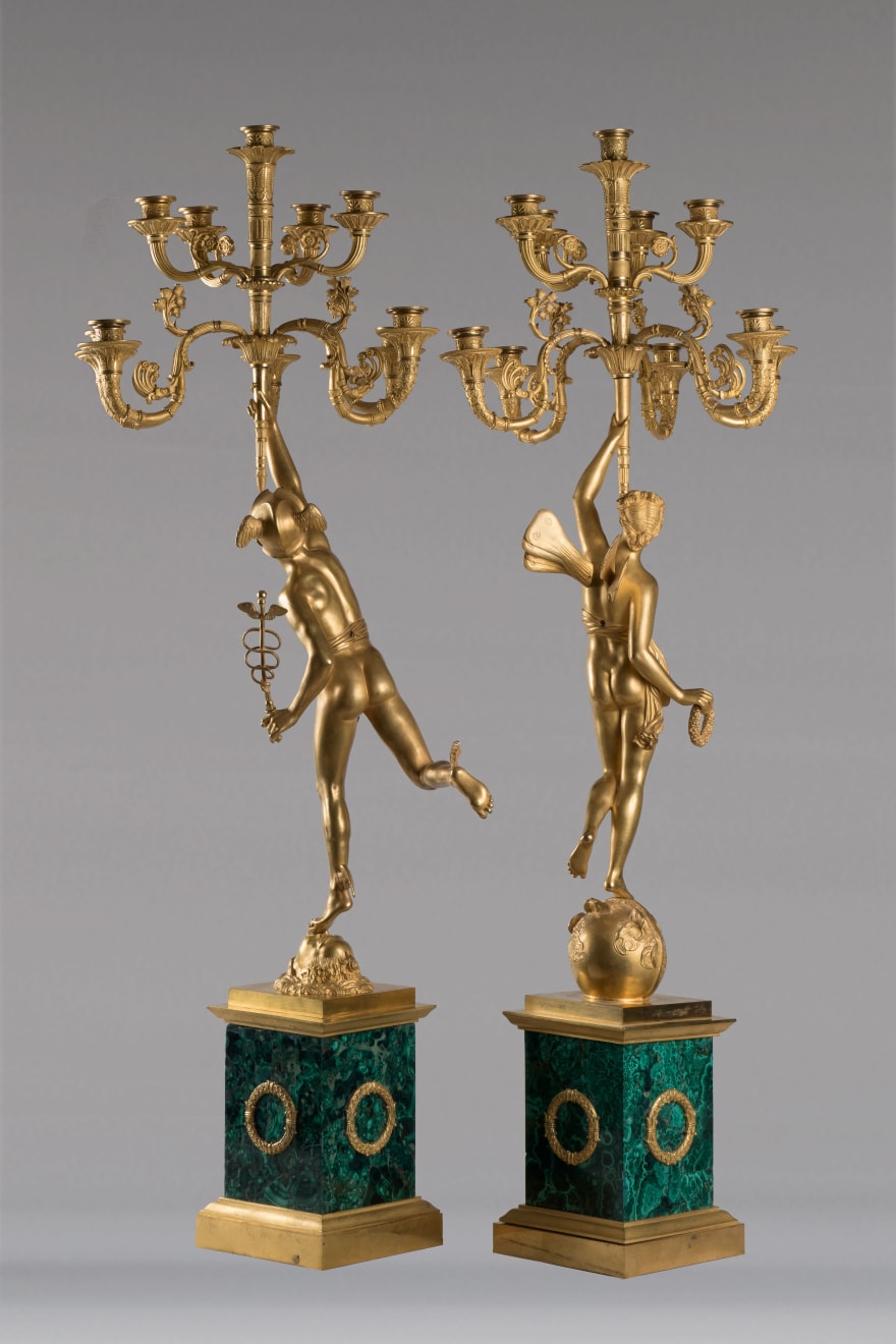Pair of candelabra with Mercurio and Psiche, France; circa 1810