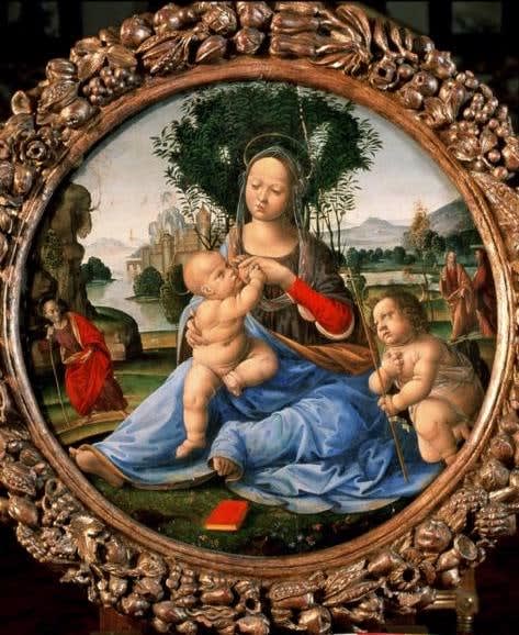 'TOMMASO', Tondo depicting the Madonna and Child with St. John the Baptist and in the background St. Joseph, St. Elizabeth and St. Zachariah