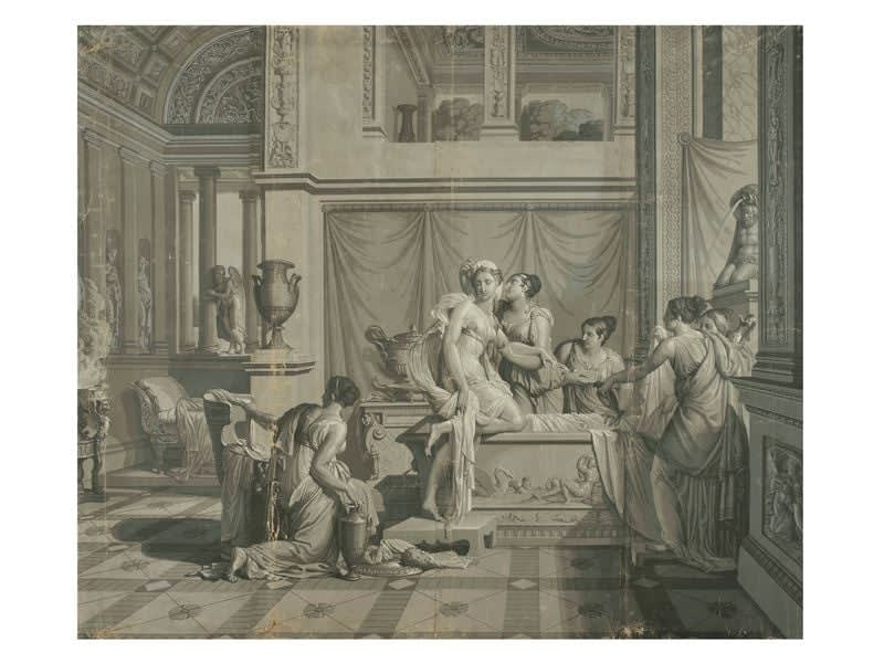 Merry-Joseph Blondel e Louis Lafitte, Series of 12 papiers peints, Dufour manufacture, Paris, early 19th sec.