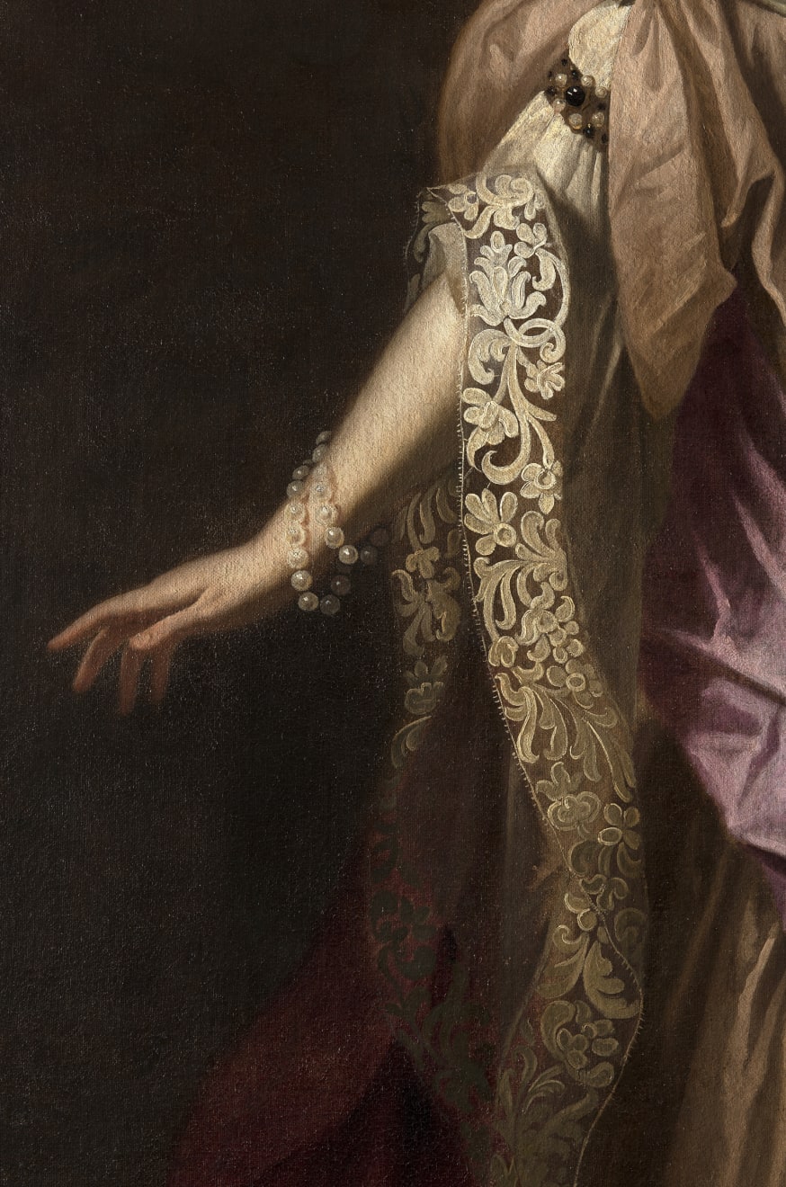 Salomon Adler, Portrait of a noble woman with a dark servant and a dog