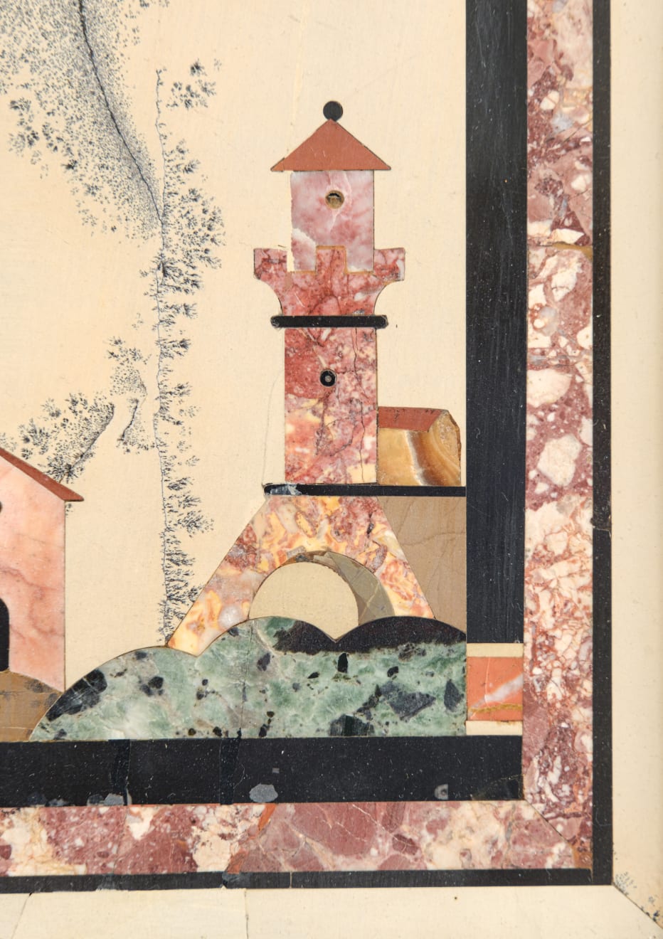 Florence, Plaque depicting landscape with houses, early XVIII century