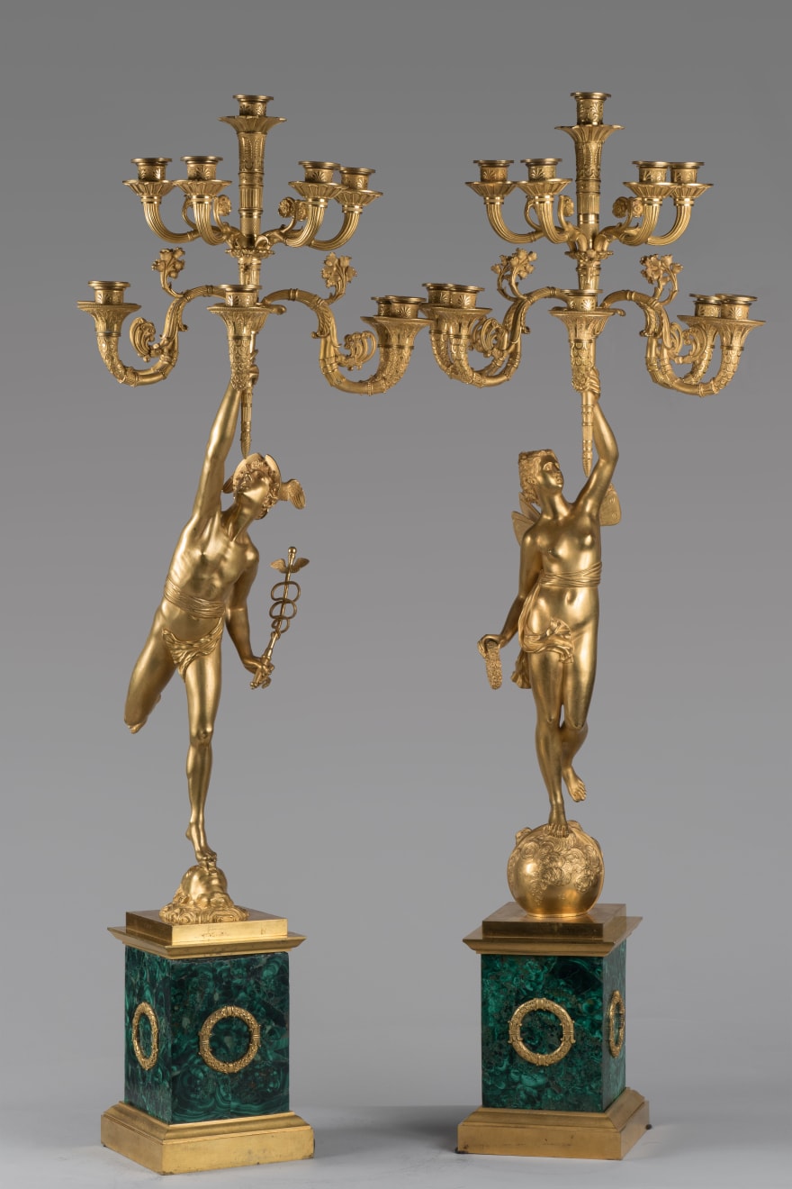Pair of candelabra with Mercurio and Psiche, France; circa 1810