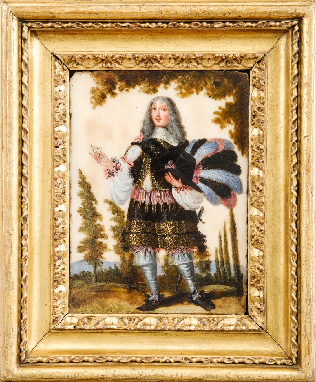 MARBLE PAINTING OF GENTLEMAN IN ARMOR, Sudamerica