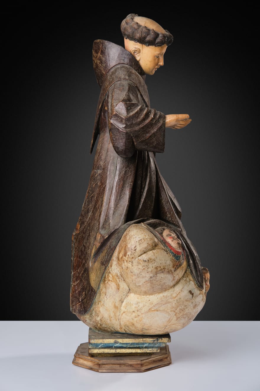 Polychrome wood sculpture depicting St. Anthony, Spain, XVII century
