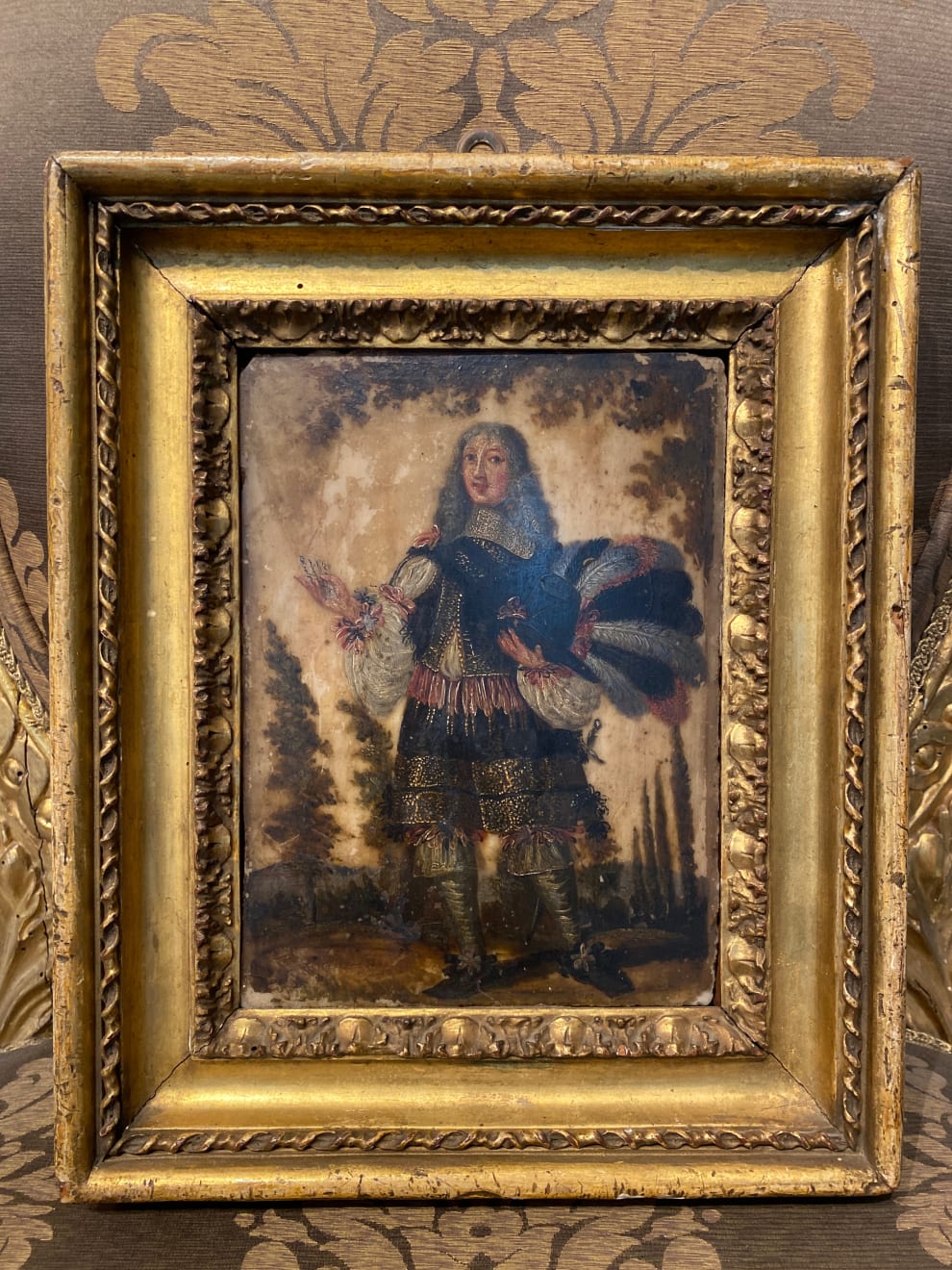 MARBLE PAINTING OF GENTLEMAN IN ARMOR, Sudamerica