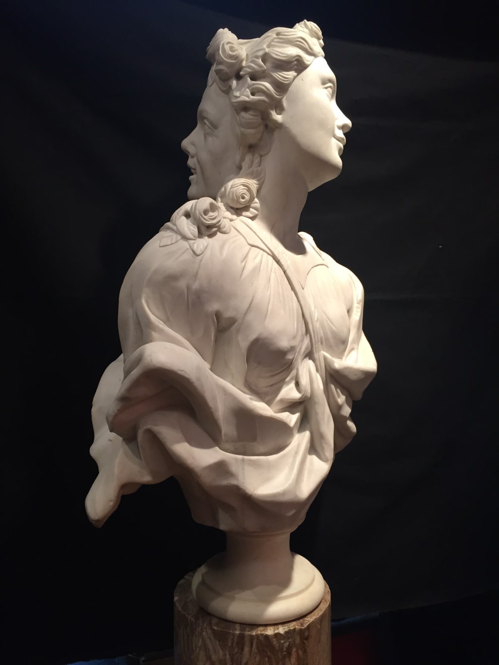 Two-faced white marble sculpture , 18th - 19th century