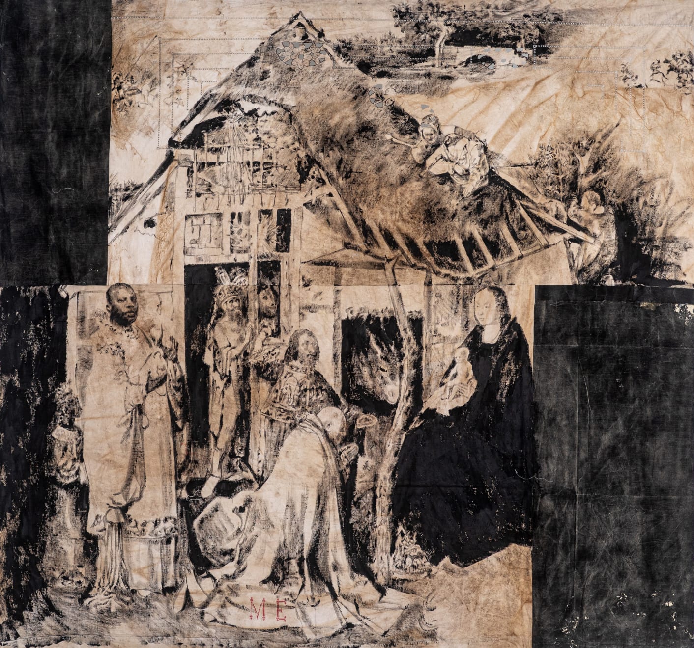Roméo Mivekannin, L’Adoration des Mages (after Hieronymus Bosch), Modèle Noir Series, 2020