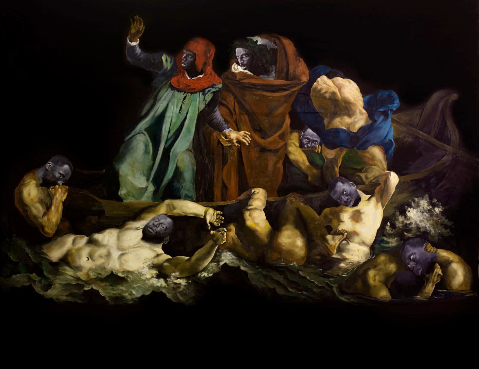 Roméo Mivekannin, La barque de Dante, d’après Eugène Delacroix, 2024