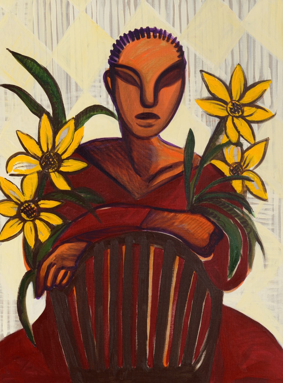 Rachel Marsil, Portrait aux tournesols, 2023