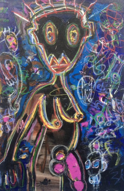 Aboudia, Woman and penis, 2012