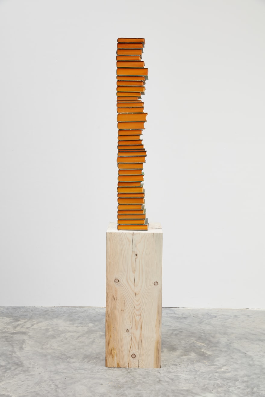 Jared Bark, Green/Orange Book Stack, 2018