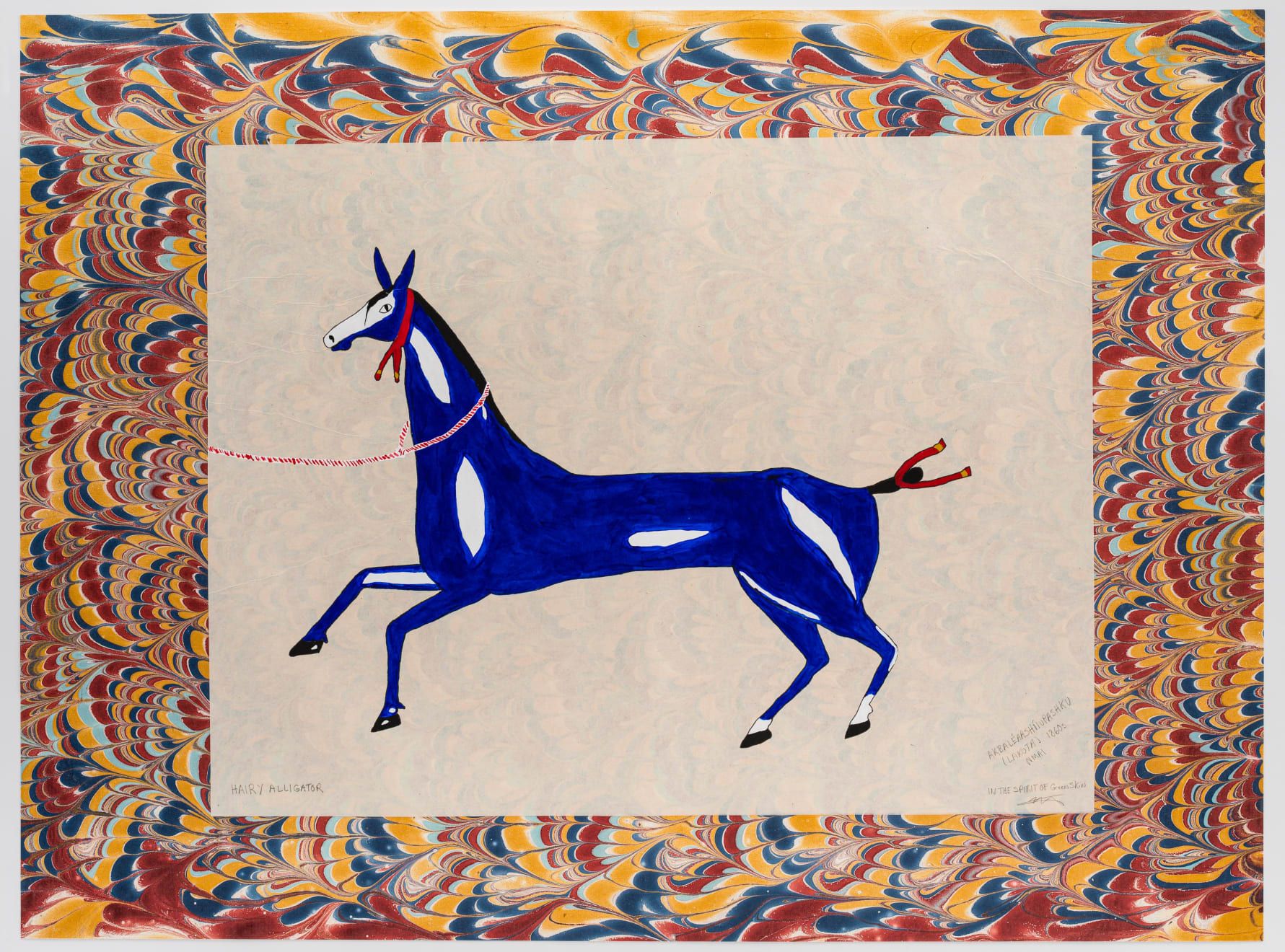 Wendy Red Star, Hairy Alligator, Akbaléaashíiupashku, (Lakota), 1860s, NMAI, “In The Spirit Of Green Skin”, 2021