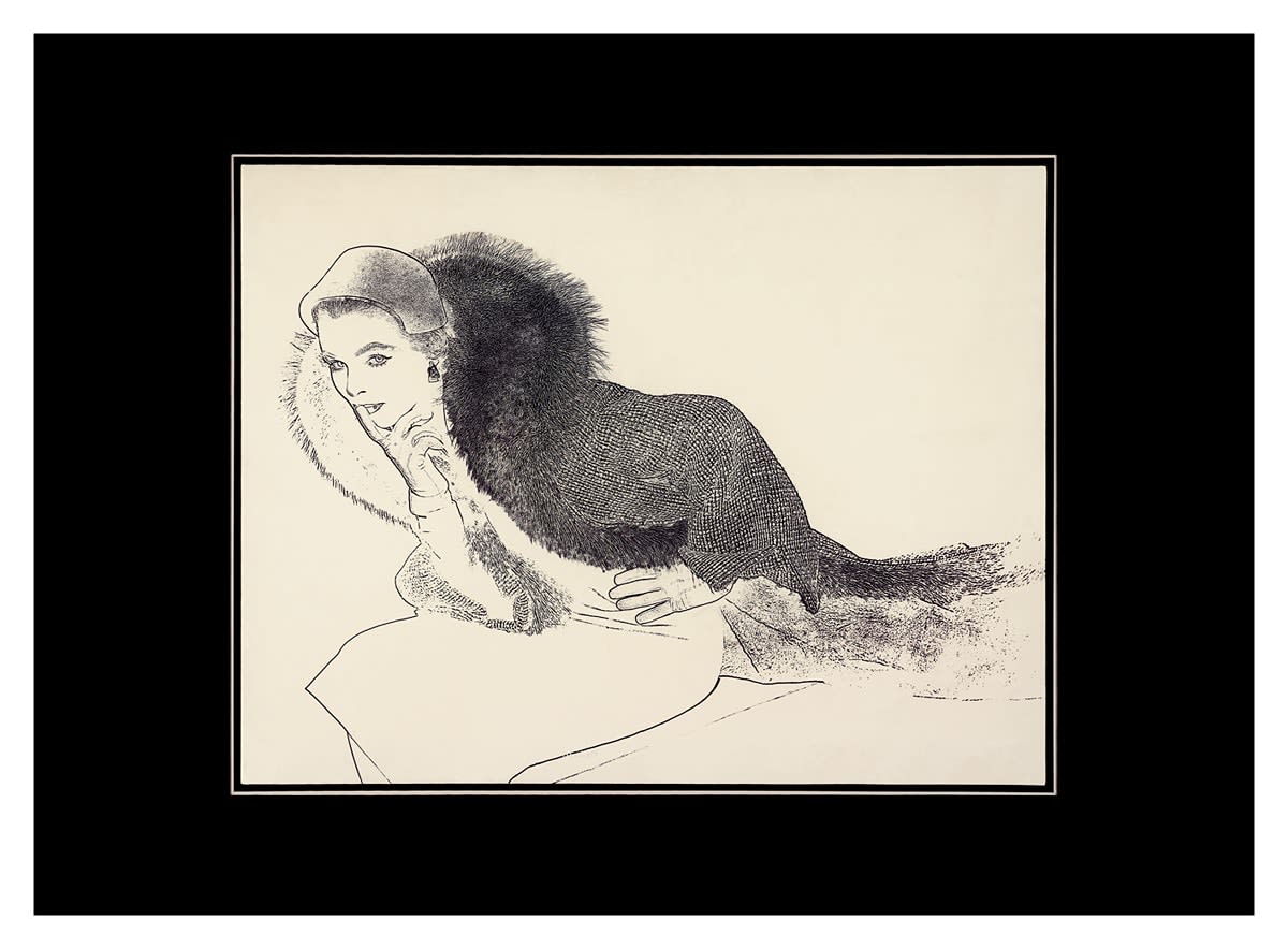 Claude Ferrand, La Femme à la fourrure, Procédé au trait, 1953