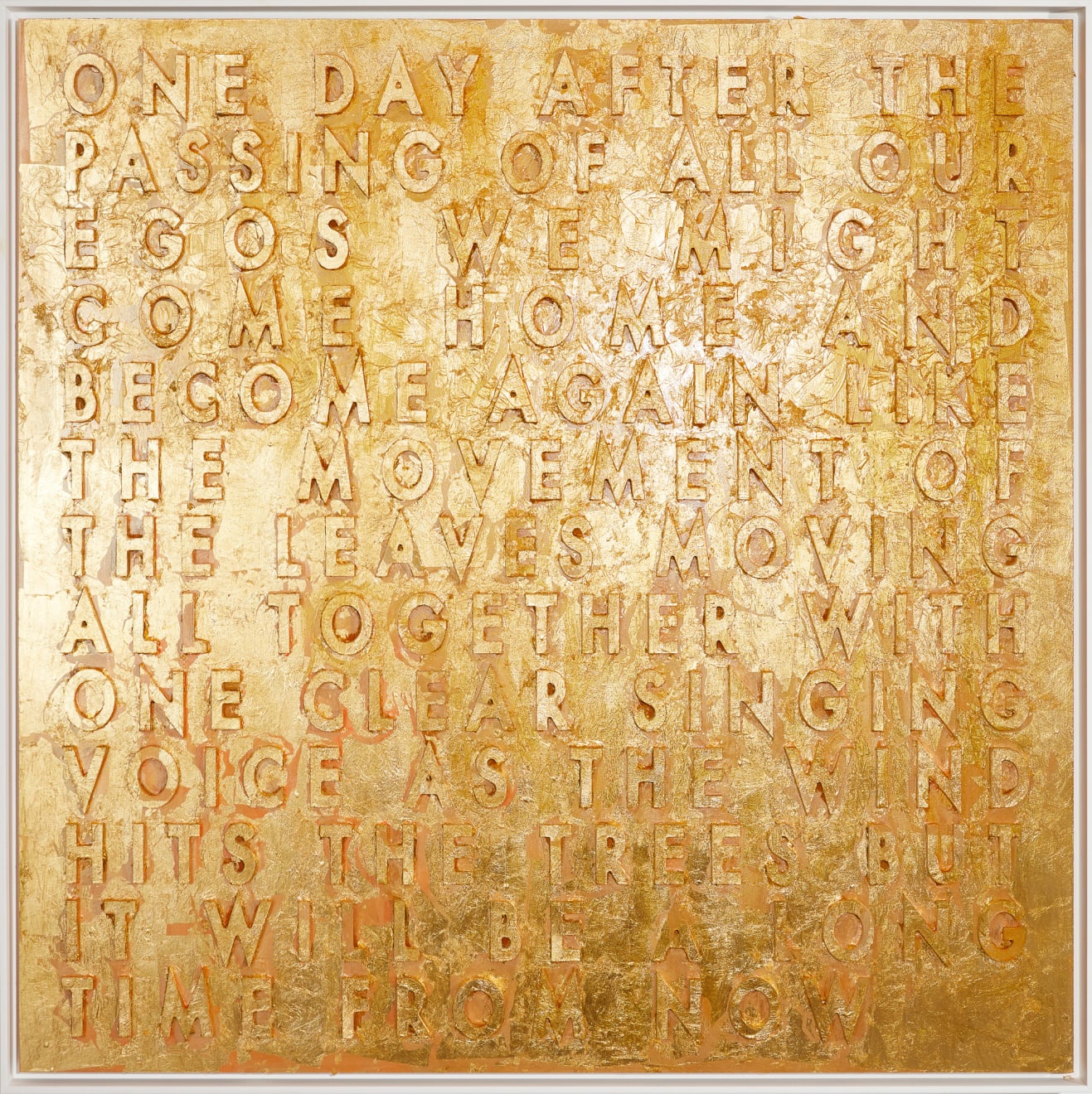 Robert Montgomery, Woodcut Panel (One Day), 2019