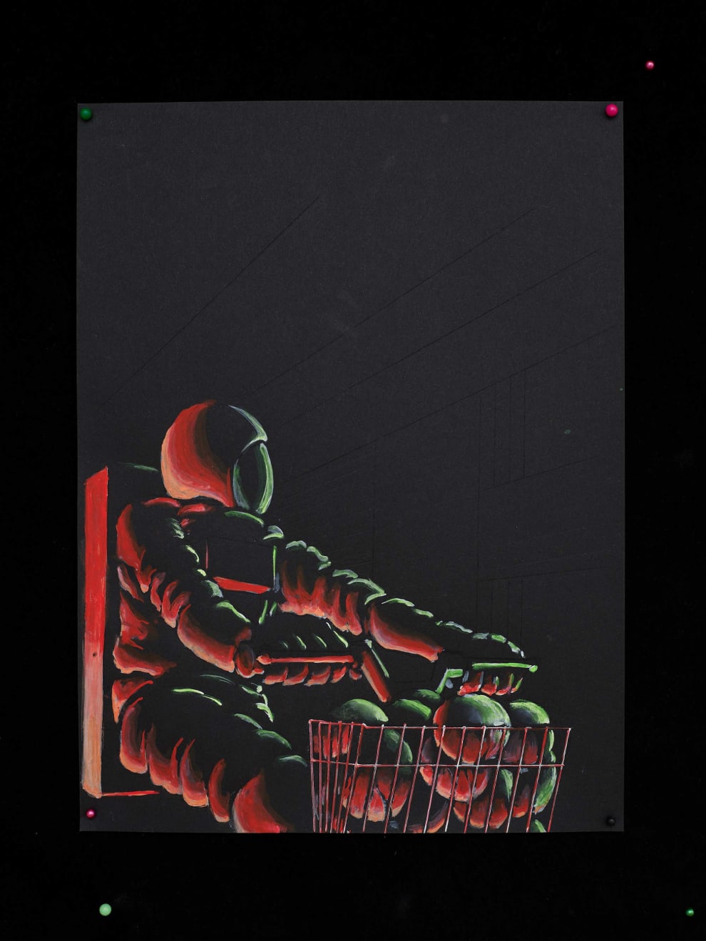 Luca Buvoli, Astrodoubt Arriving by Bike - Animation Drawing for Lesson 5 of "A Brief History of Time (Under Covid)" on Cosmic Panel, 2022