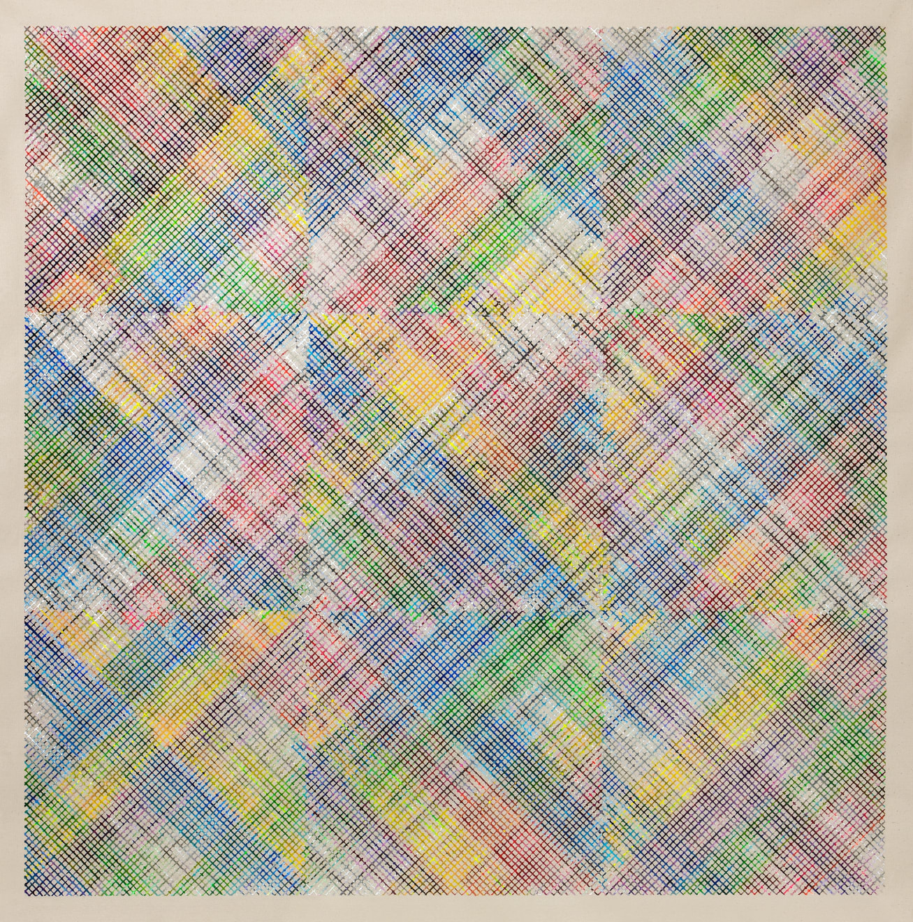 Alois Kronschlaeger, Large Size Color Field #01, Diagonal Grid (3x3), 2024