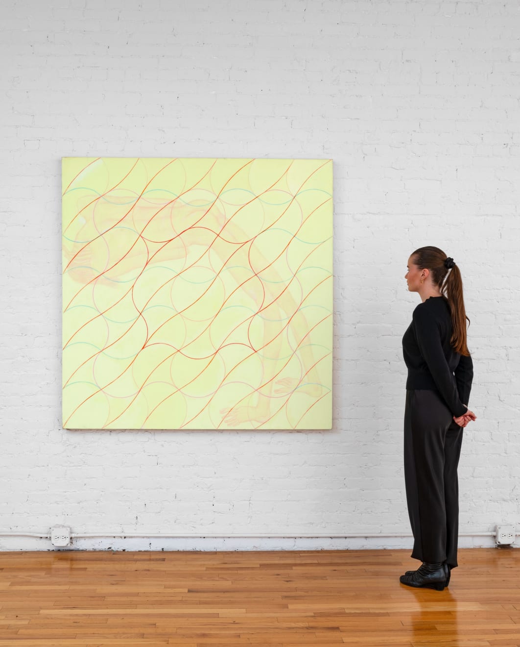 Audra Skuodas, Untitled (Red and Blue Lines Over Pink Figure), c. 2005