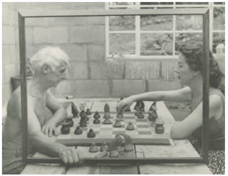 Max Ernst and Dorothea Tanning playing chess with a version of the present work, Sedona, Arizona, 1948